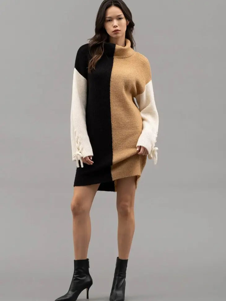 Contrast Sweater Dress