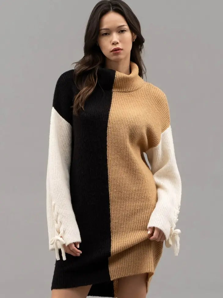 Contrast Sweater Dress